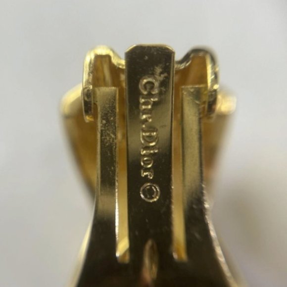 Christian Dior 100% Authentic Vintage Gold Black & Rhinestone Clip On Earrings - Picture 4 of 5